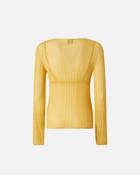 Pinko Semi Transparent Ribbed Sweater Rattan Yellow