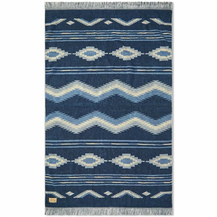 Photo: BasShu Cotton Pile Towel Blanket in Native Motif Blue
