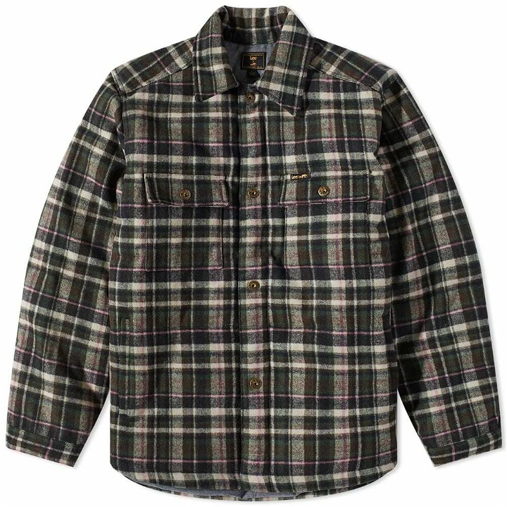 Photo: Lee x The Brooklyn Circus Quilted Working West Overshirt in White Smoke/Black Plaid