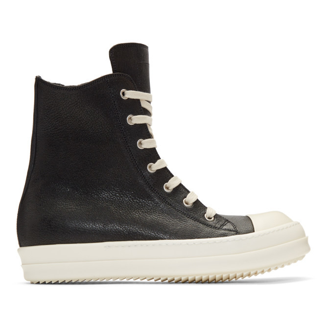 Rick Owens Black and Off-White High-Top Sneakers Rick Owens