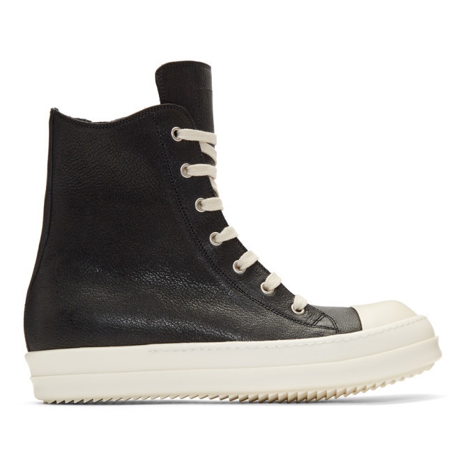 Photo: Rick Owens Black and Off-White High-Top Sneakers