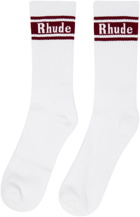Rhude White Stripe Logo Socks