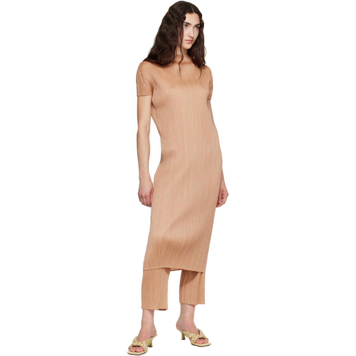 PLEATS PLEASE ISSEY MIYAKE Pink Monthly Colors June Midi Dress