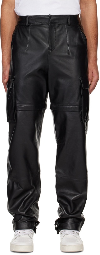 Photo: ANDREĀDAMO Black Paneled Leather Pants