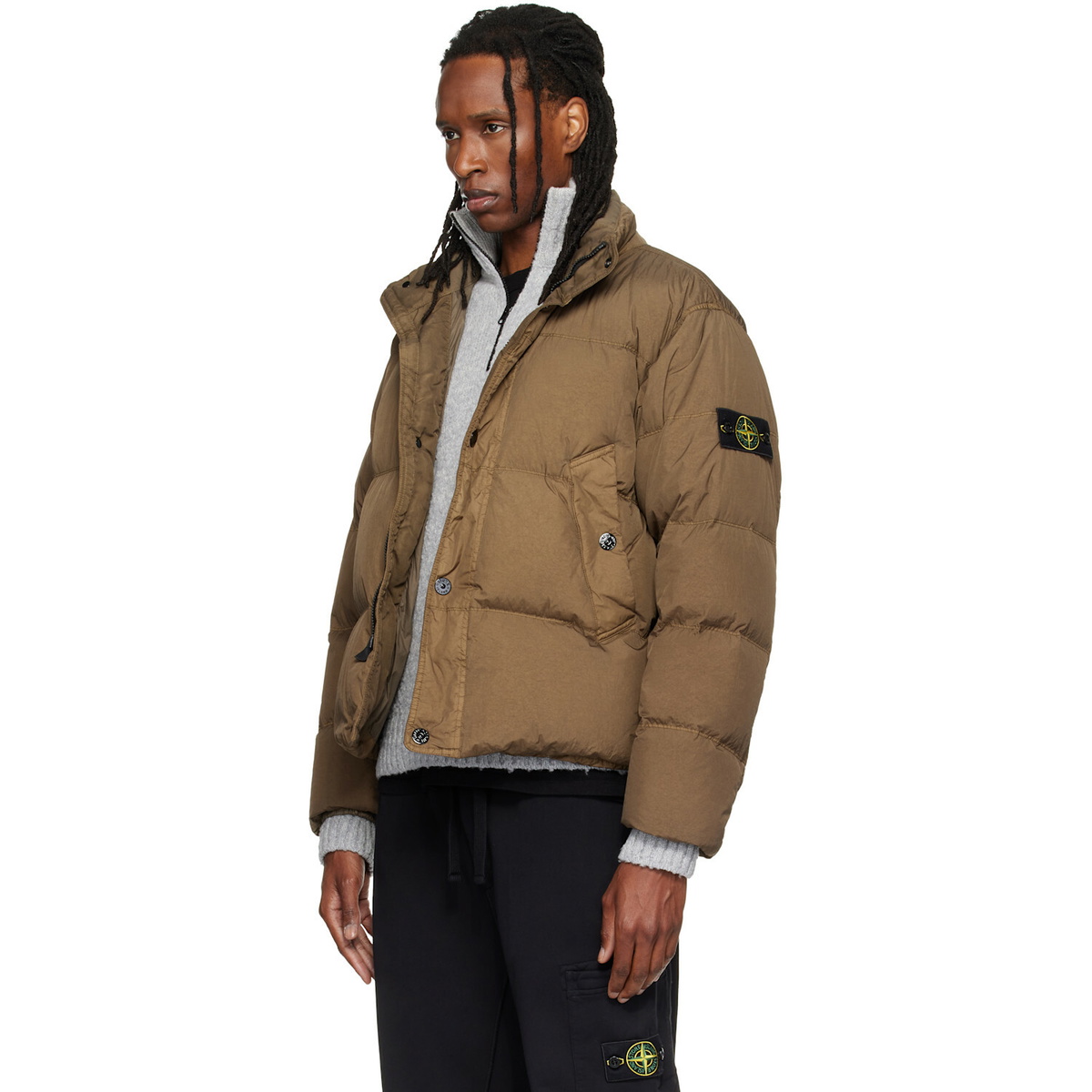 Stone Island Khaki 4100109 Crinkle Reps NY Down Jacket