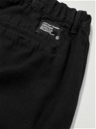 Neighborhood - Straight-Leg Logo-Appliquéd Frayed Denim Shorts - Black