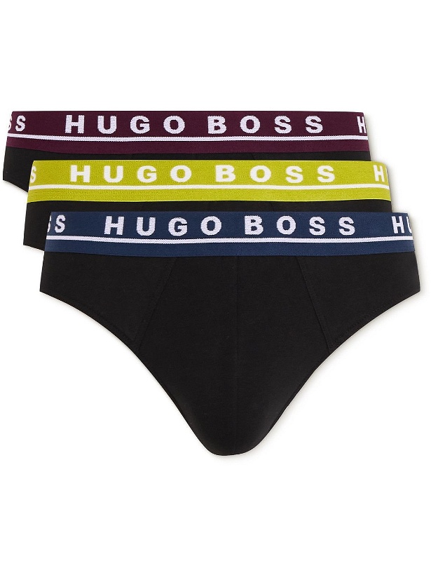 Photo: Hugo Boss - Three-Pack Stretch Organic Cotton Boxer Briefs - Black