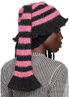 Chopova Lowena Black & Pink Striped Beanie