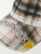 Acne Studios - Distressed Logo-Appliquéd Checked Cotton-Twill Baseball Cap