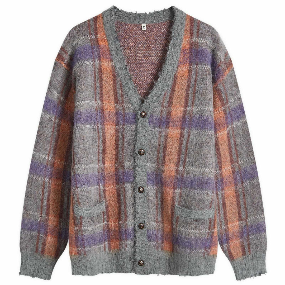 R13 Women's Mohair Boyfriend Cardigan in Brown/Orange/Purple R13