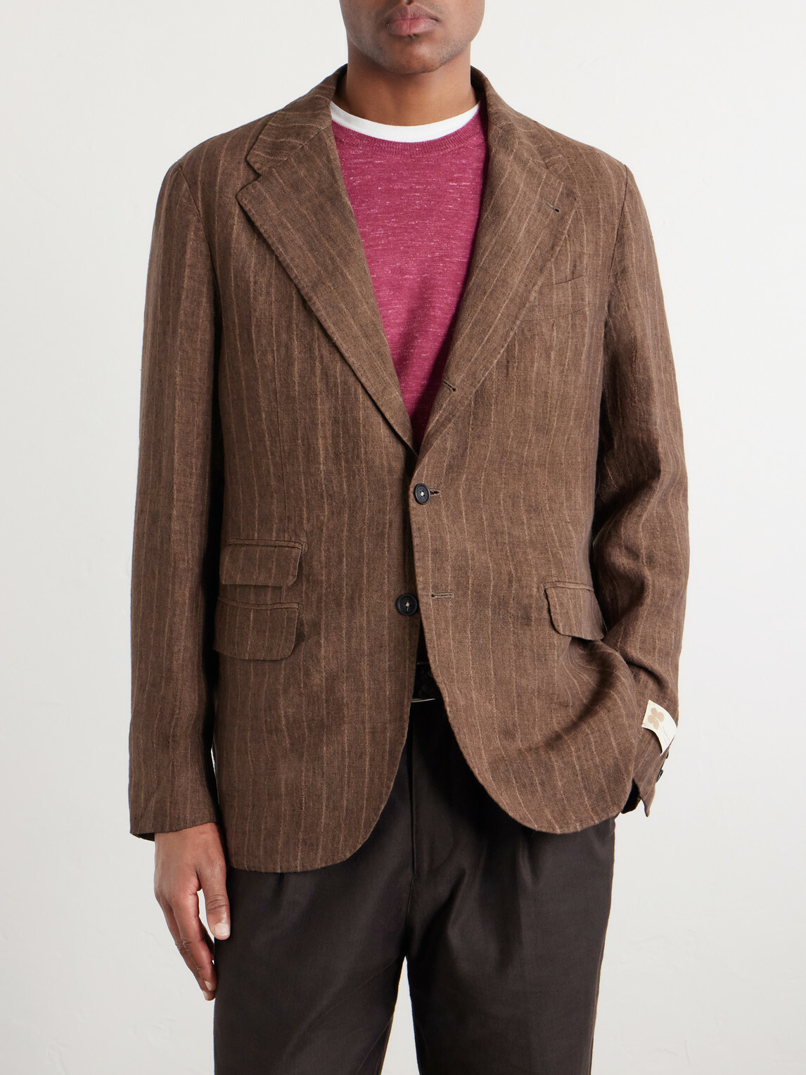 Massimo Alba - Pinstriped Linen Blazer - Brown