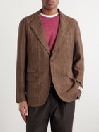Massimo Alba - Pinstriped Linen Blazer - Brown