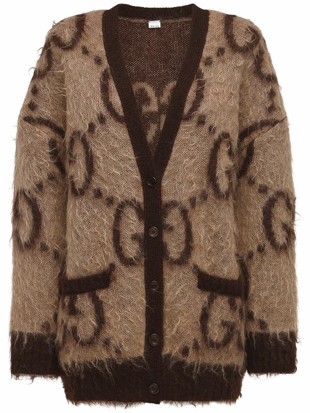 Photo: GUCCI - Oversized Gg Mohair Blend Knit Cardigan