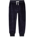 AMI - Tapered Cotton-Blend Velour Sweatpants - Men - Navy