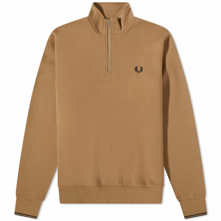 Photo: Fred Perry Authentic Men's Half Zip Sweat in Shaded Stone