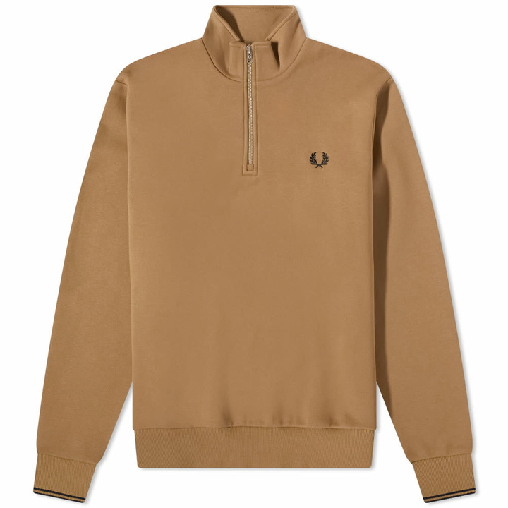 Photo: Fred Perry Authentic Men's Half Zip Sweat in Shaded Stone