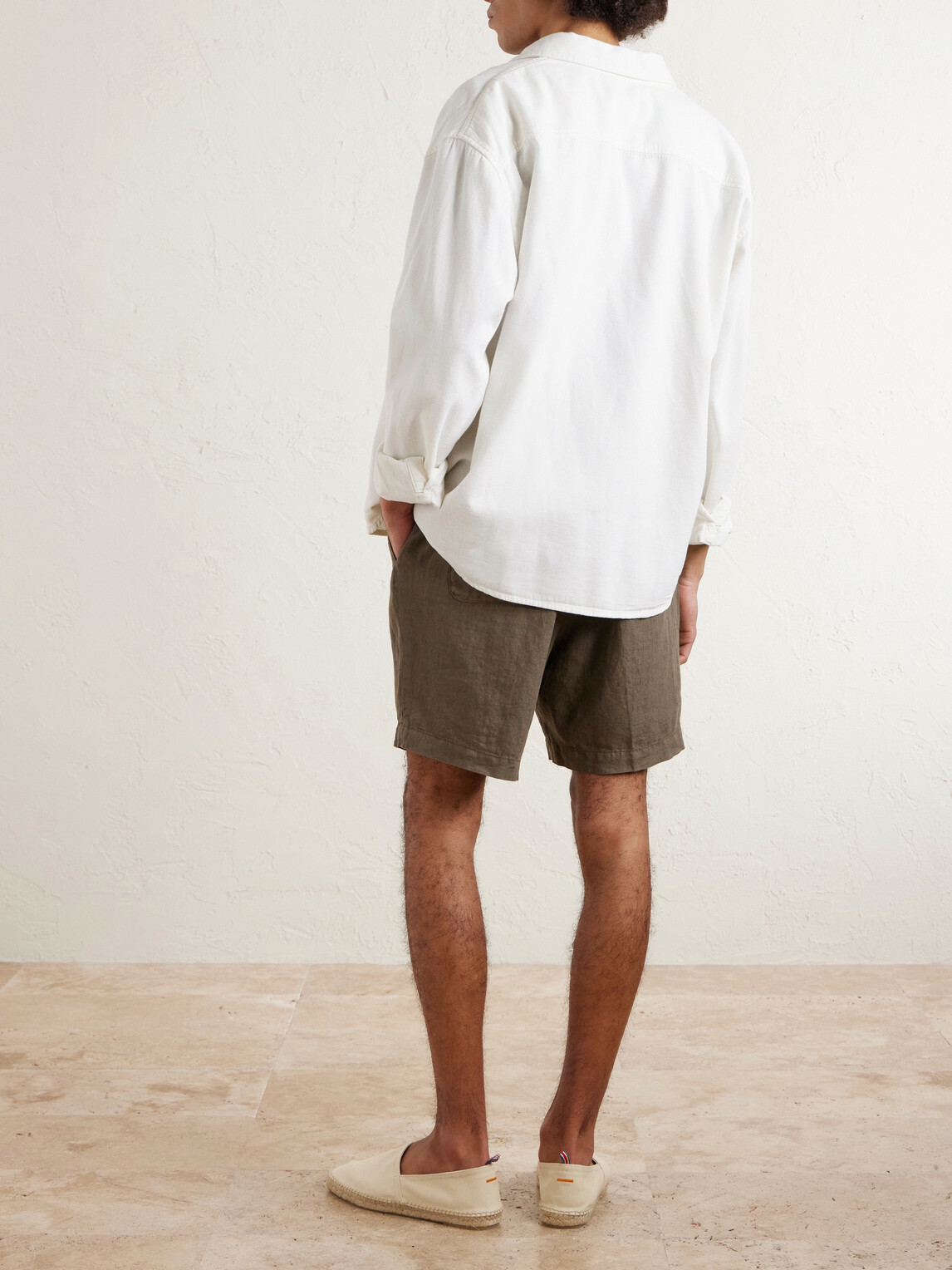 Altea - Samuel Straight-Leg Linen Shorts - Green
