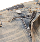 AMIRI - Track Stack Skinny-Fit Striped Distressed Stretch-Denim Jeans - Men - Blue