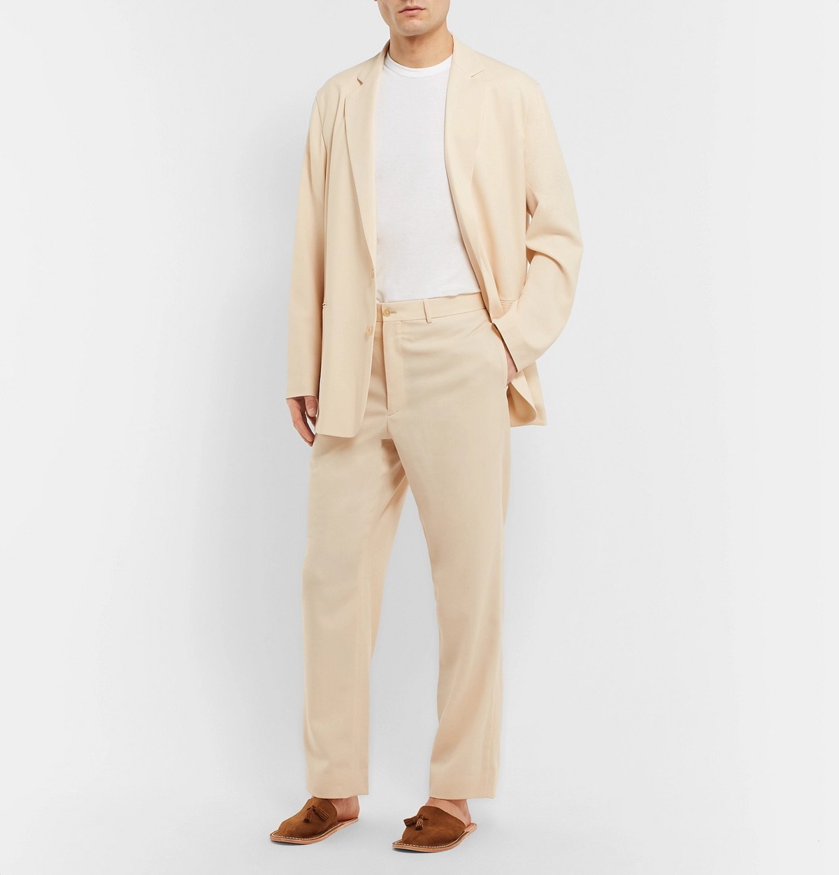 Tapered Tailored Trousers in Cream – LEXI + LOU
