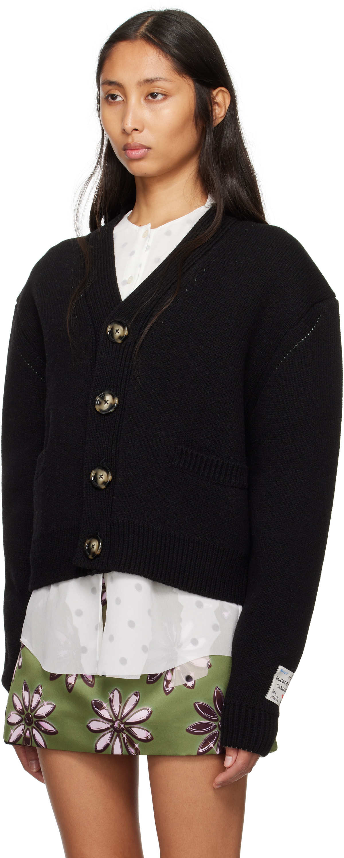 Meryll Rogge Black Double Faced Cashmere Cardigan
