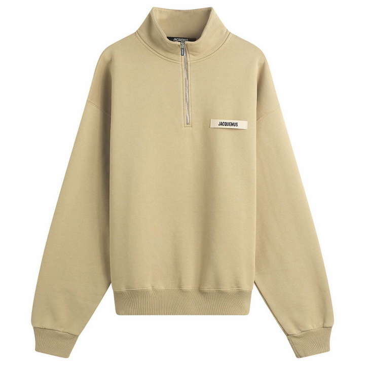 Photo: Jacquemus Men's Grosgrain Zip Sweatshirt in Dark Beige