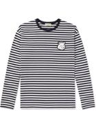 MAISON KITSUNÉ - Logo-Appliquéd Striped Cotton-Jersey T-Shirt - Blue - S