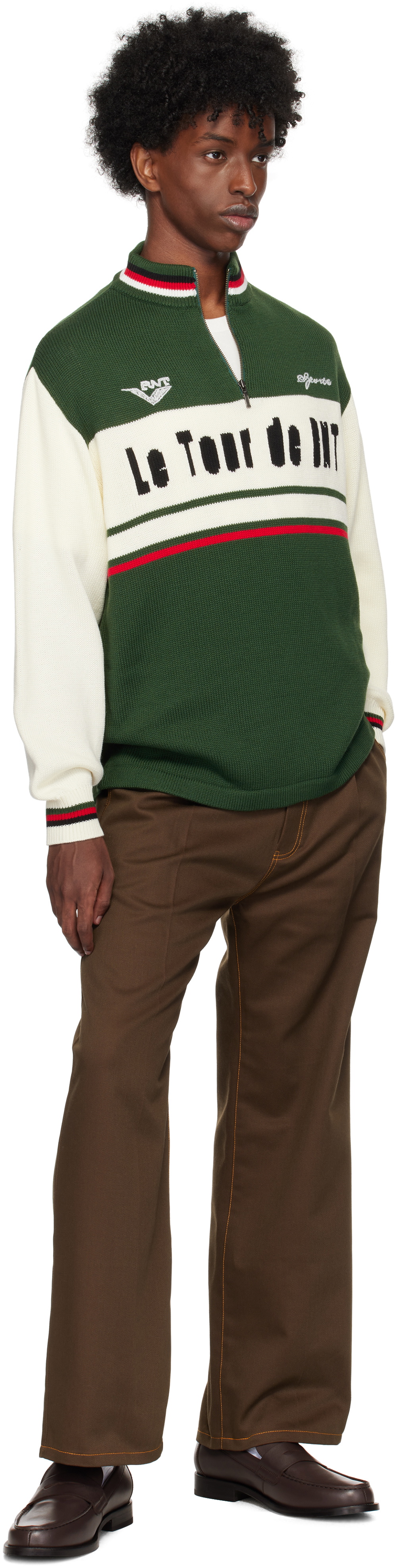 RICE NINE TEN Brown Heart Icon Straight Trousers