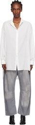 Y's White O-Design Collar Big Shirt