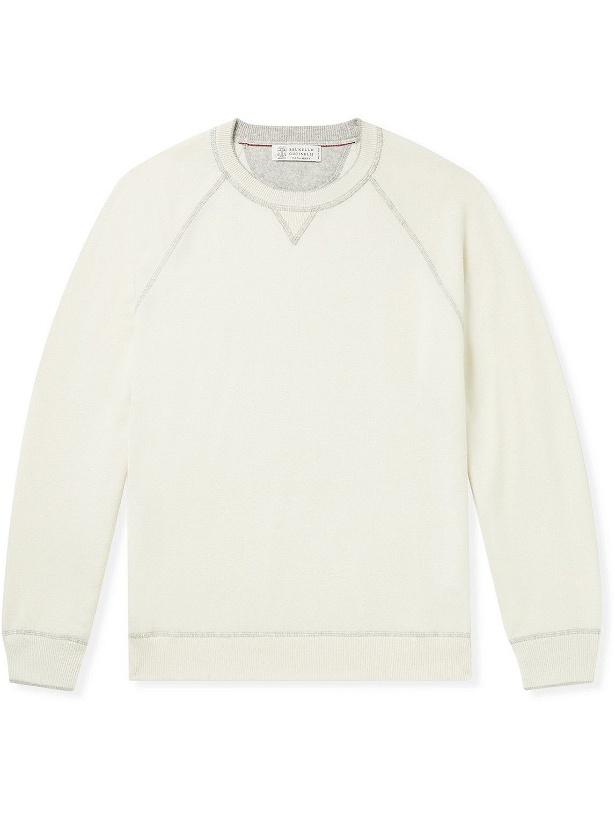 Photo: Brunello Cucinelli - Virgin Wool, Cashmere and Silk-Blend Sweatshirt - White