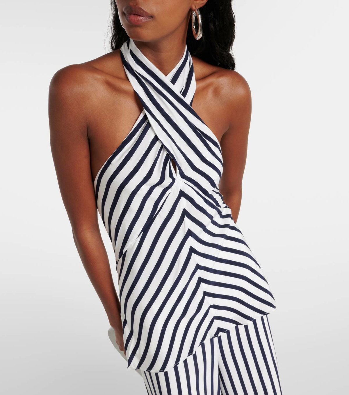 staud dawn striped halter dress halterneck top Staud Emerald green chiffon dress