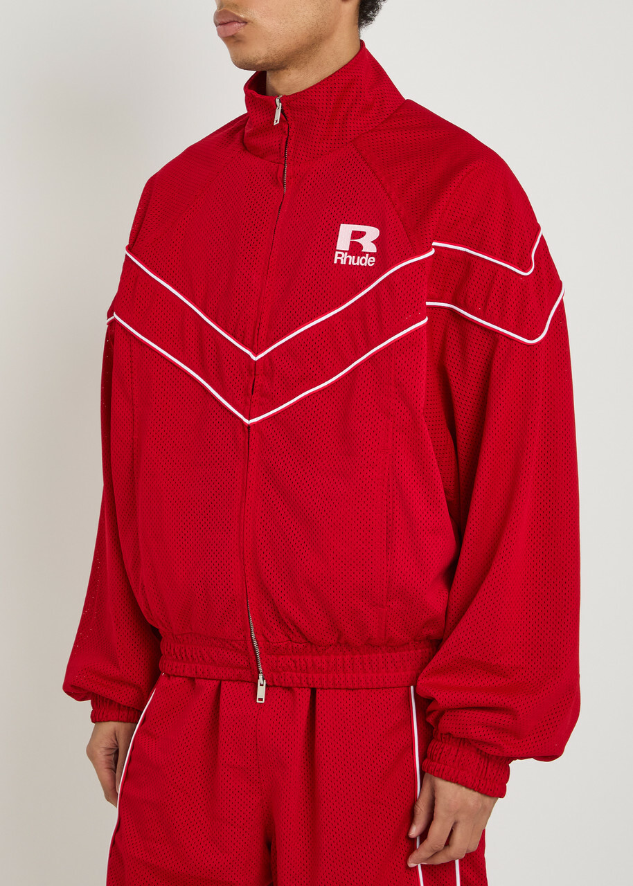 Rhude Pipe-trimmed Mesh Track Jacket Red