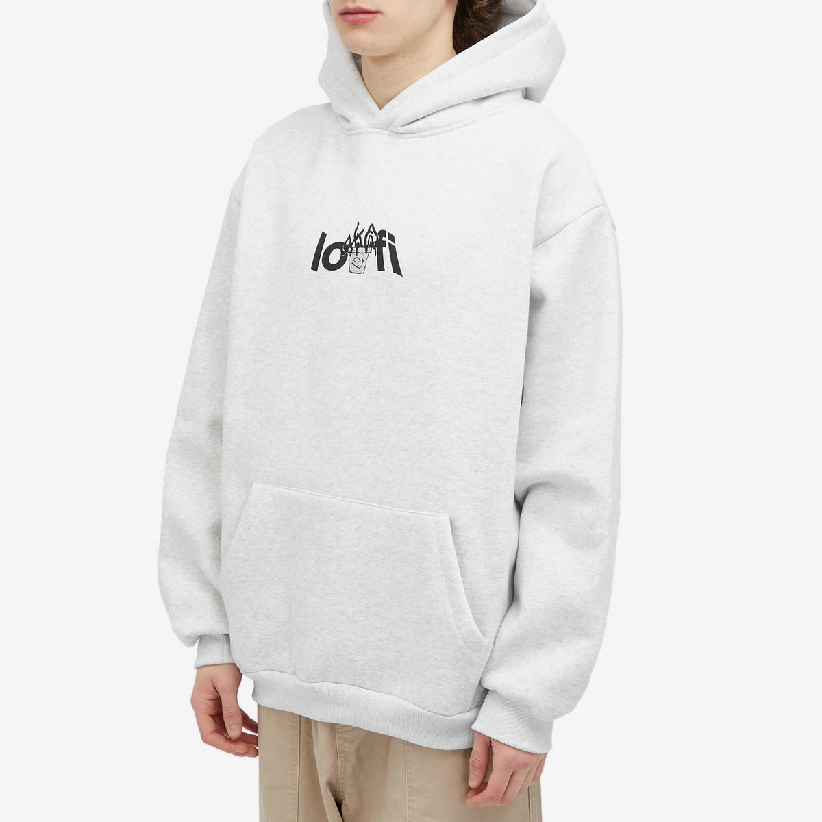 Lo-Fi Men's Plant Logo Hoodie in Ash Grey