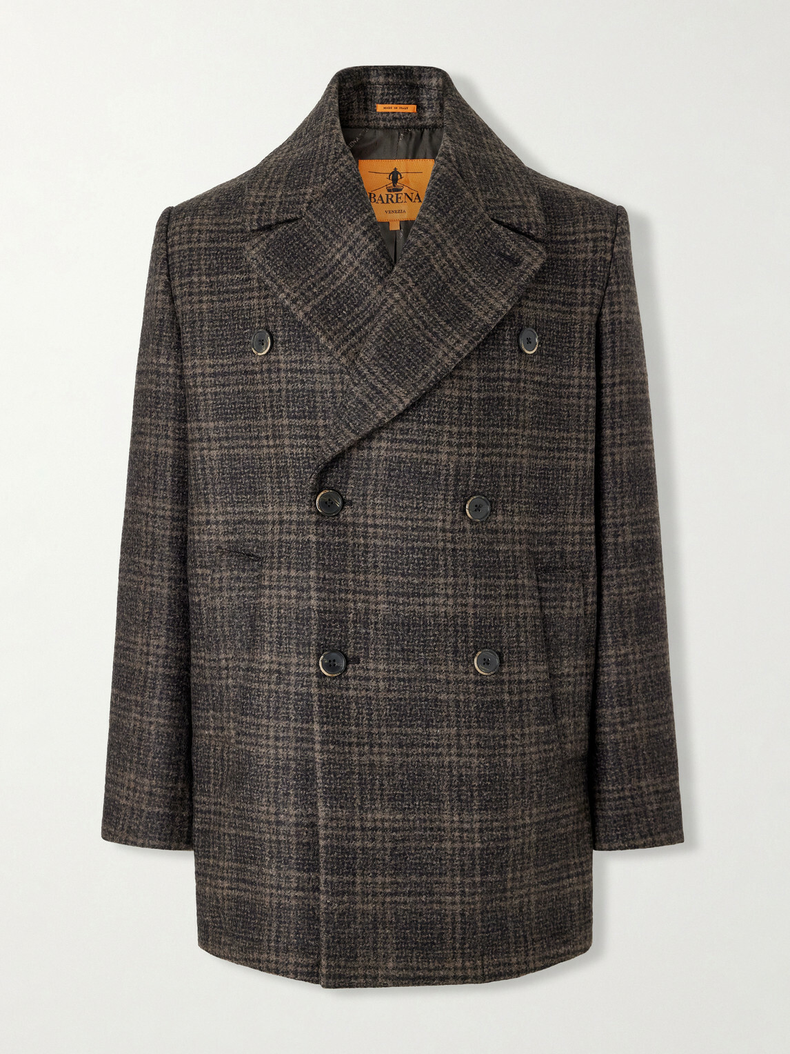 Barena - Double-Breasted Prince of Wales Wool-Blend Blouson Jacket - Brown