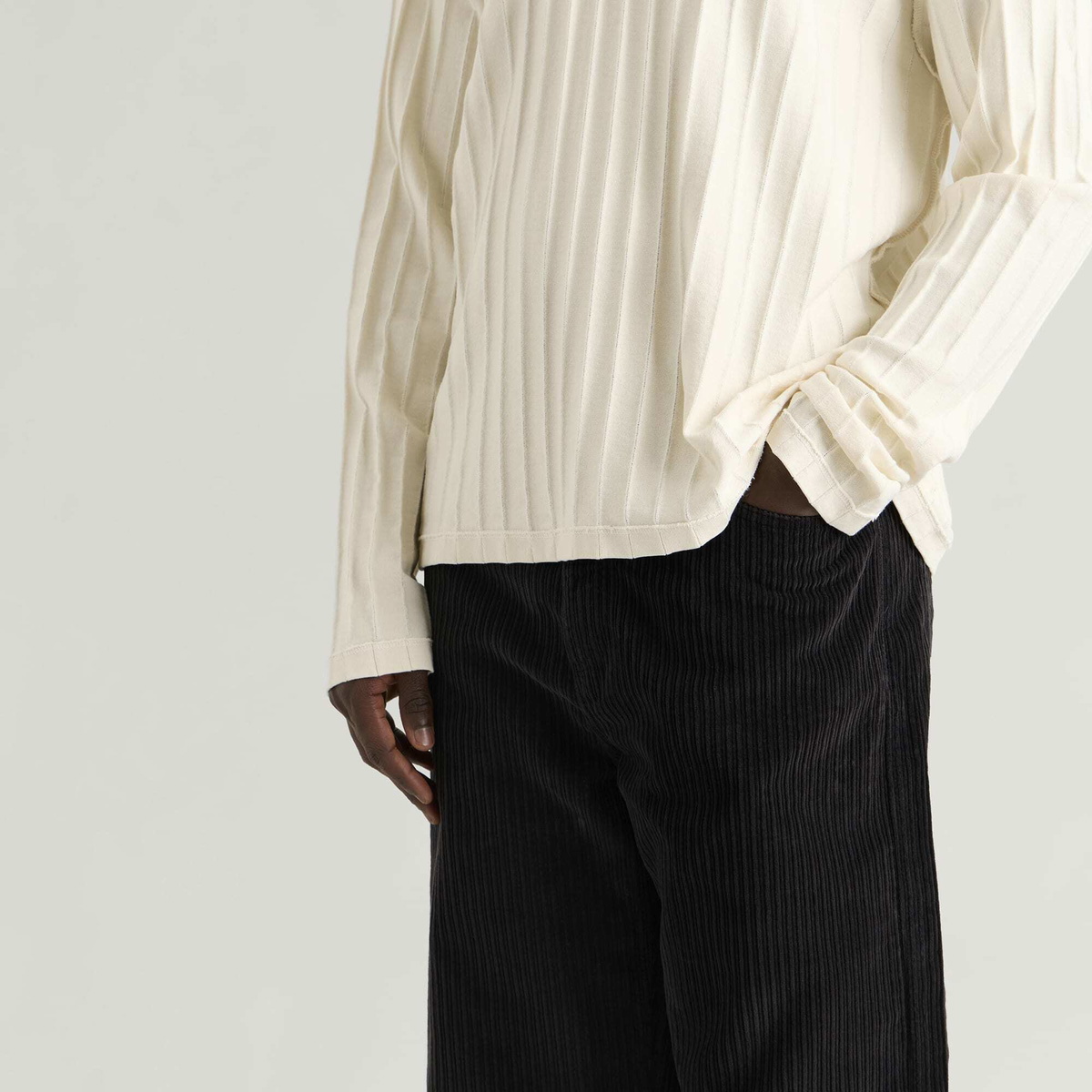 mfpen Men's Cord Trousers in Anthracite Multi Wale