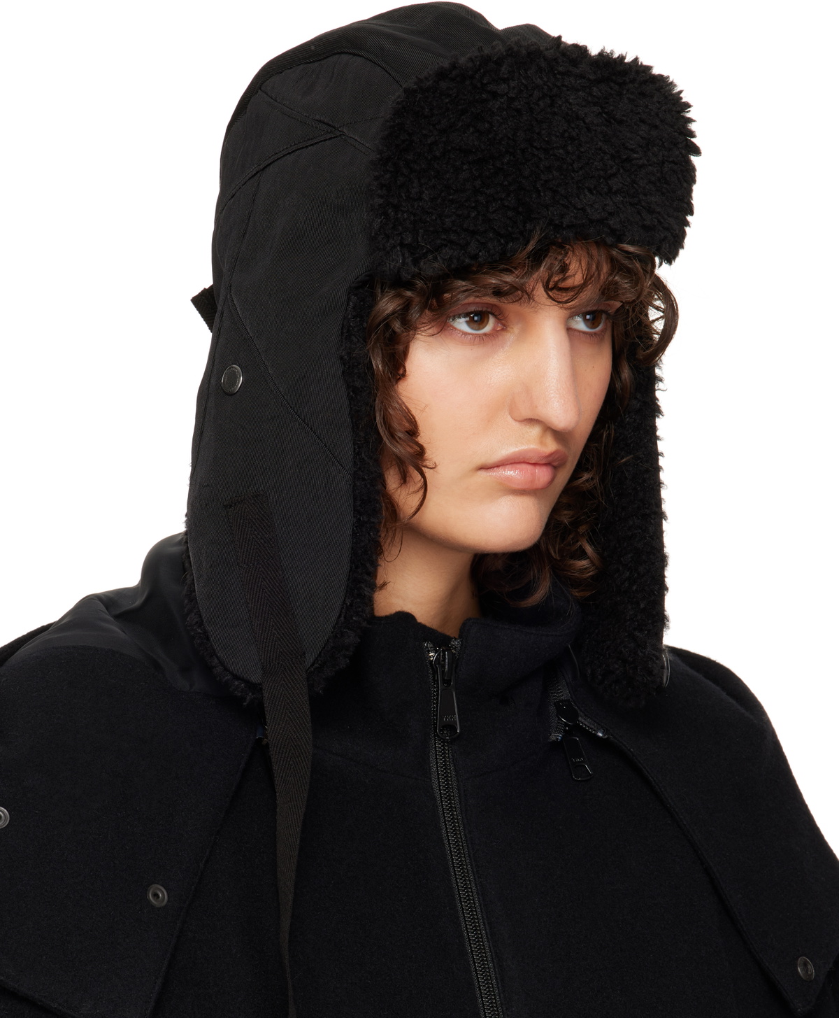 Y's Black Vintage Nylon Twill Flying Aviator Hat