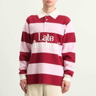 Late Checkout Men's Rugby Polo in Pink/Burgundy