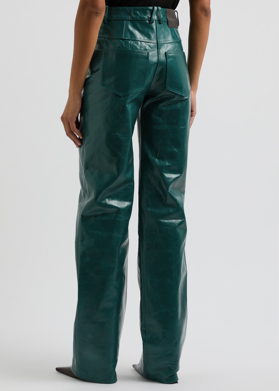 16 Arlington Vante Straight-leg Leather Trousers Teal