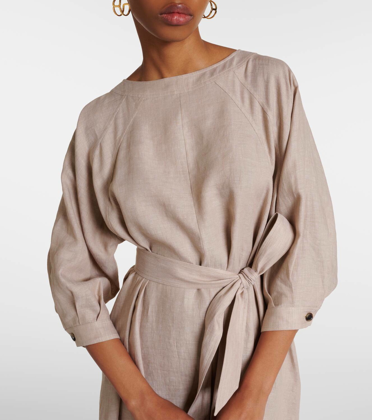 ワンピース Loro Piana Carmen Dress With Belt Carmen Dress Linen, Virgin Wool Navy Blue | Loro Piana IT