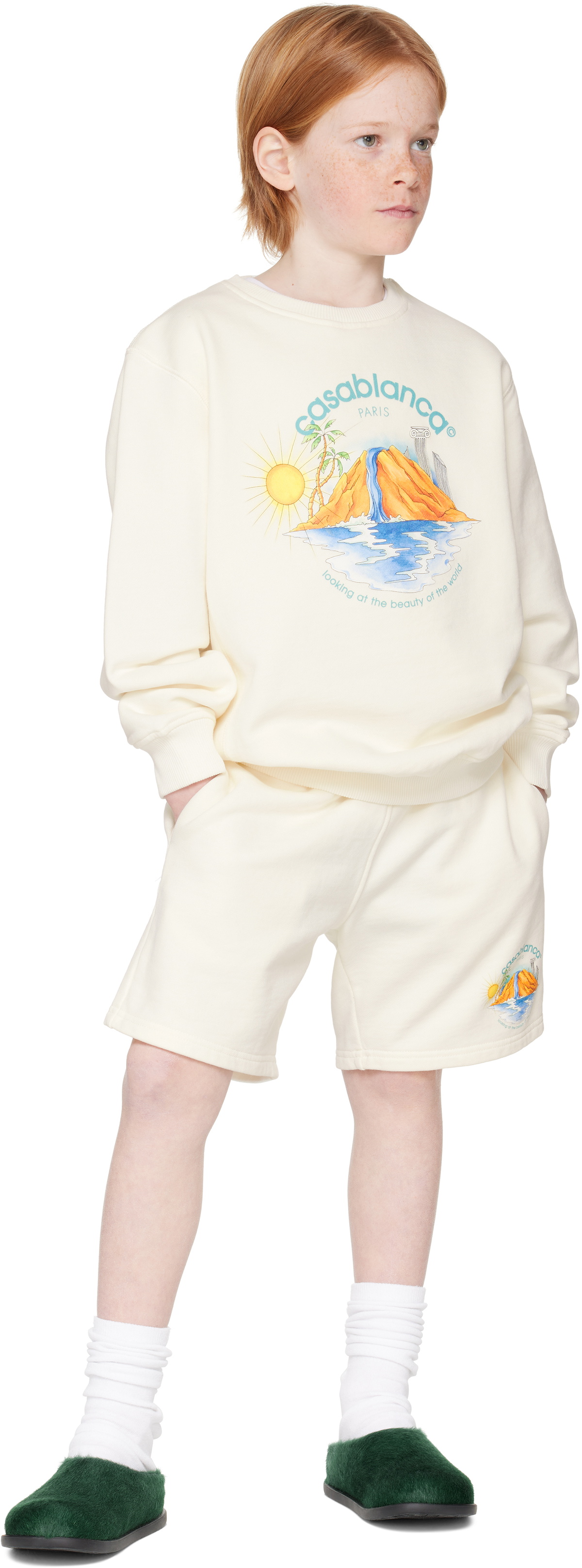 Casablanca Kids Off-White Oasis Shorts