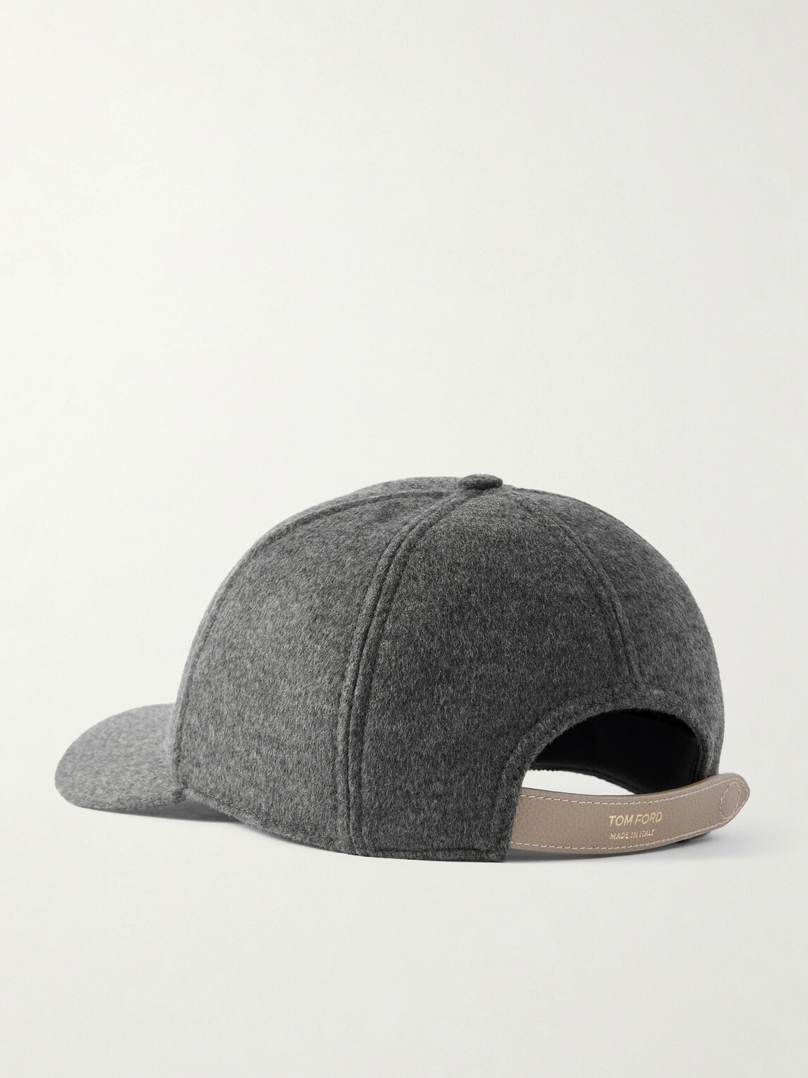 TOM FORD - Leather-Trimmed Logo-Embroidered Cashmere Baseball Cap - Gray