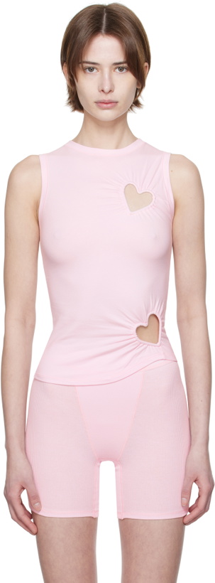 Photo: SKIMS Pink Cotton Jersey Heart Tank Top