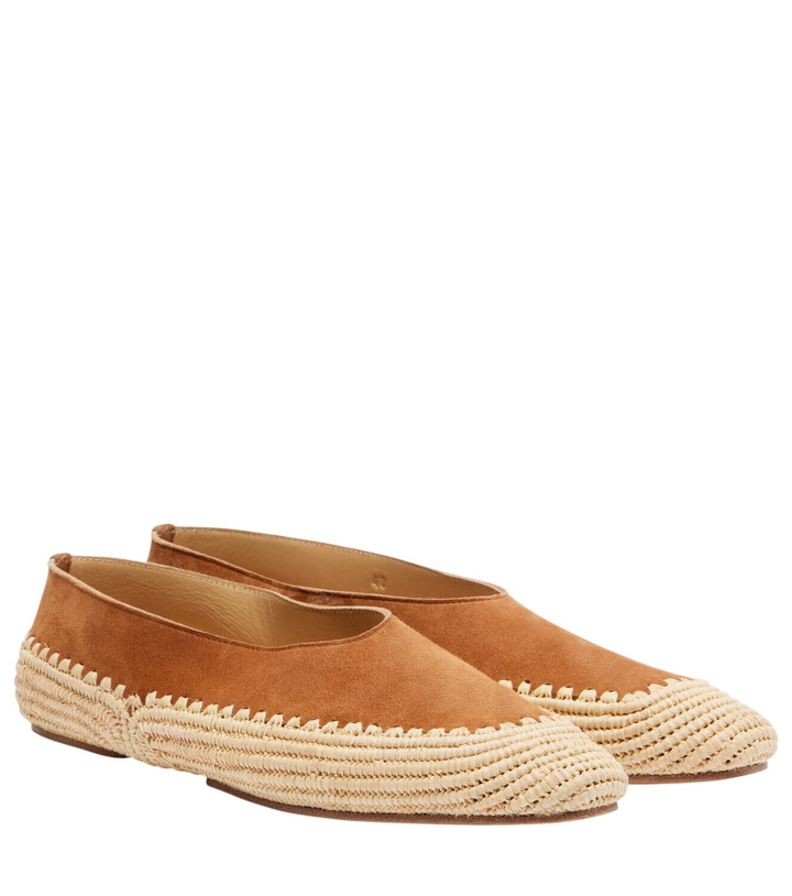 Photo: Gabriela Hearst Strength crochet raffia-trimmed suede flats