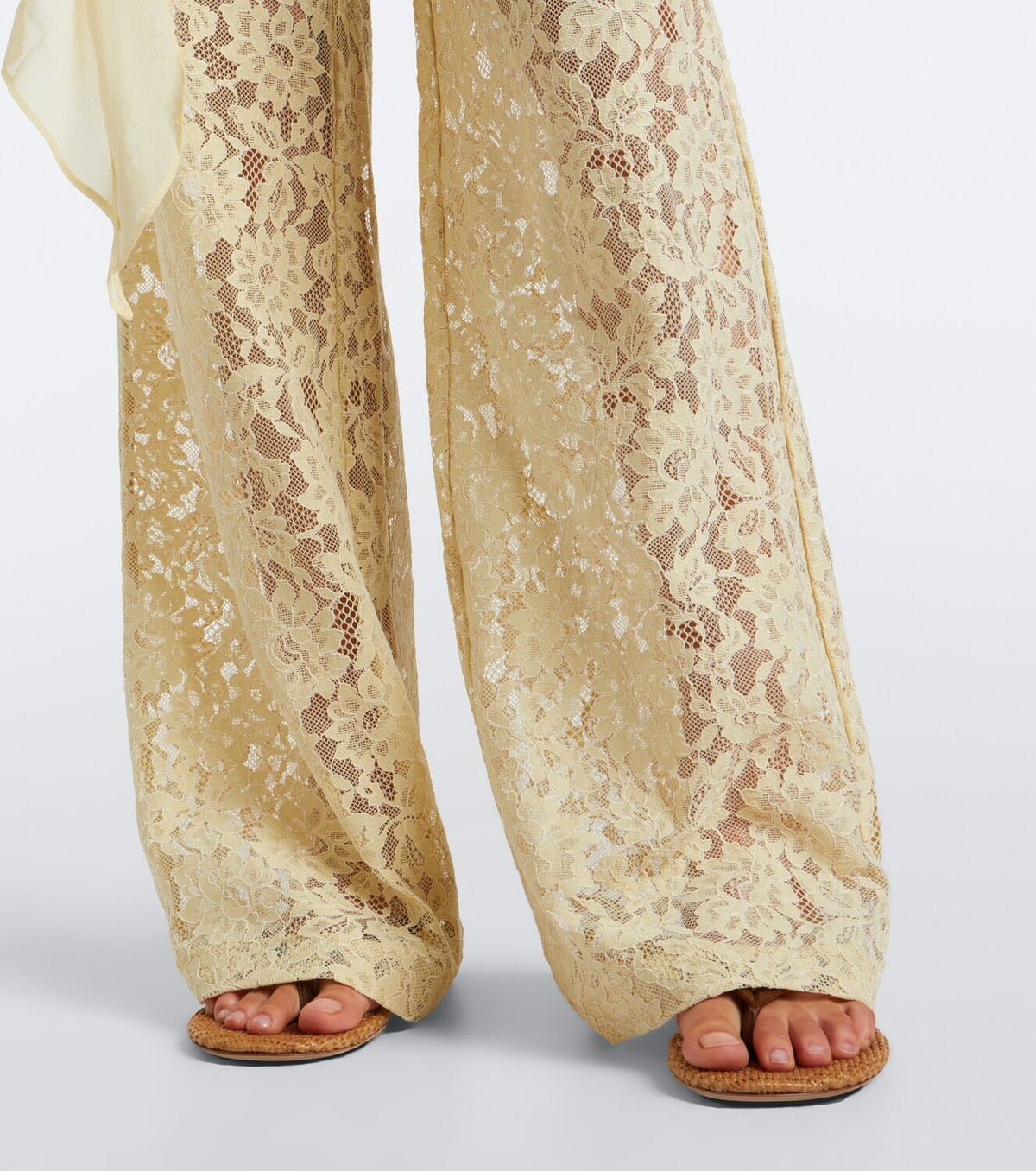 De La Vali Rocio cotton-blend lace wide-leg pants