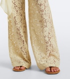 De La Vali Rocio cotton-blend lace wide-leg pants