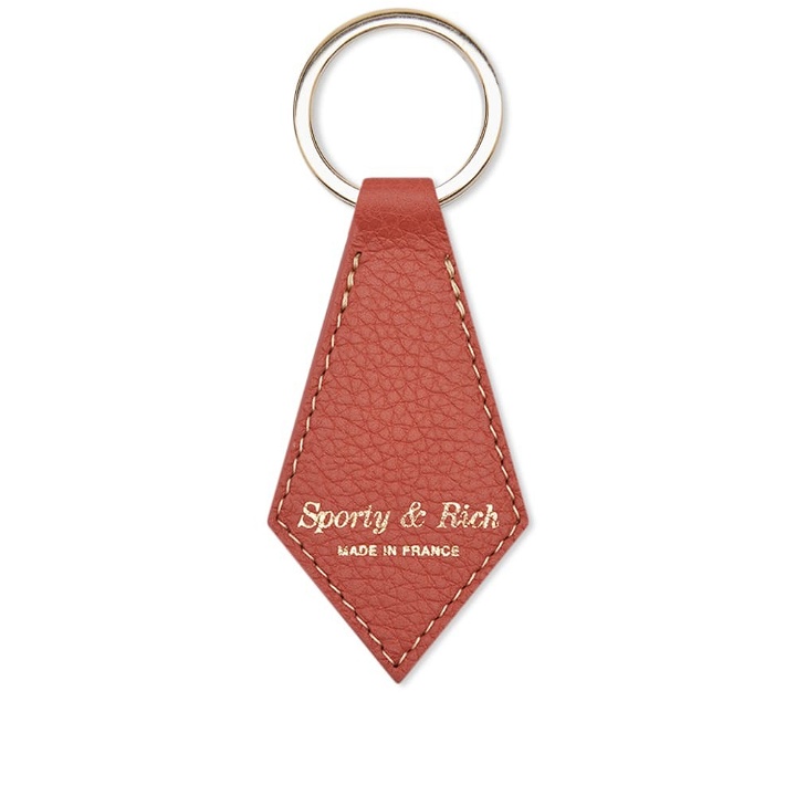 Photo: Sporty & Rich Grained Leather Key Chain in Coral