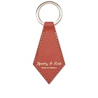 Sporty & Rich Grained Leather Key Chain in Coral