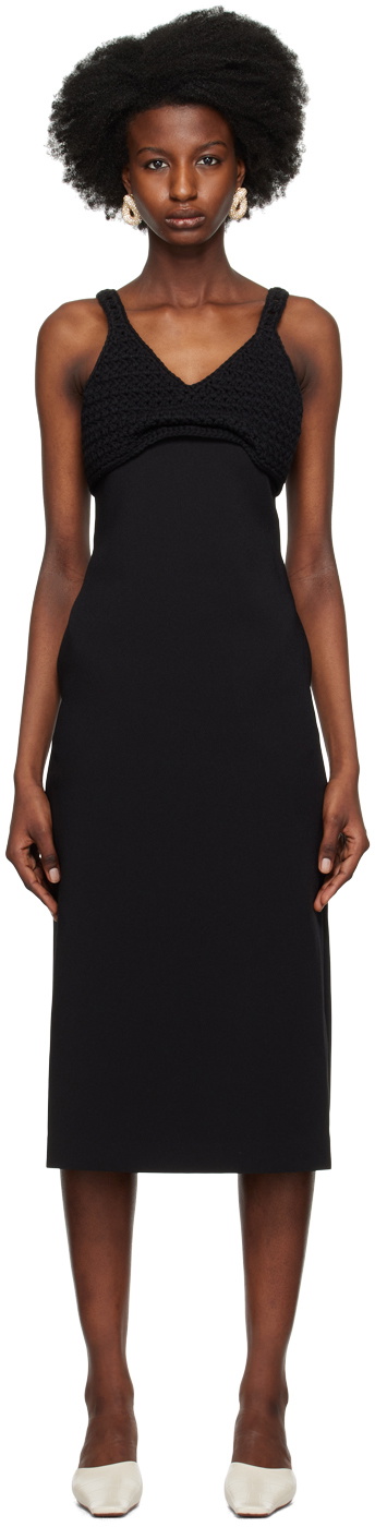 Recto Black Chunky Bra Top Patch Midi Dress Recto