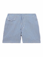 Incotex - Straight-Leg Mid-Length Logo-Appliquéd Striped Swim Shorts - Blue