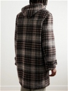 De Bonne Facture - Gloverall Checked Wool-Tweed Hooded Coat - Brown