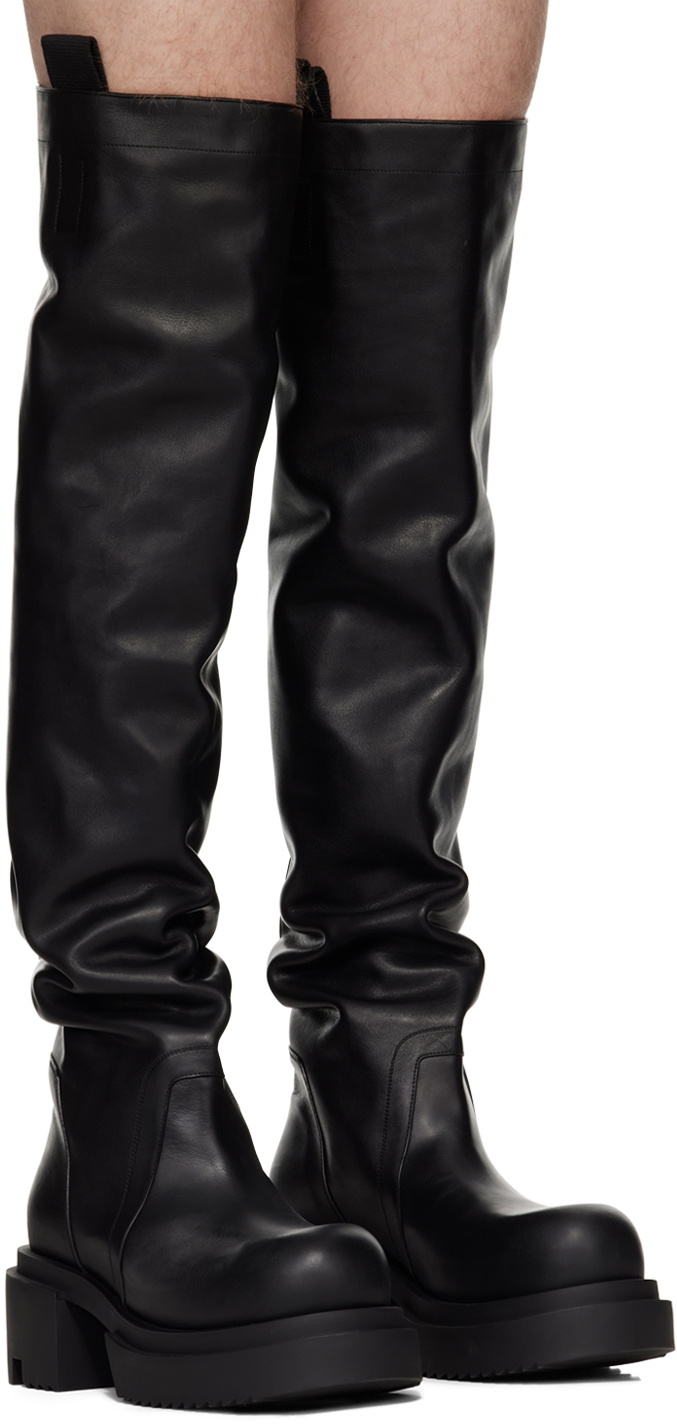 Rick Owens Black Porterville Wader Bogun Tall Boots Rick Owens